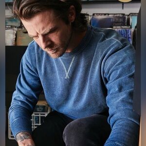 Double RL Indigo French Terry Crewneck Sweatshirt NWT Vintage Wash Logo Large